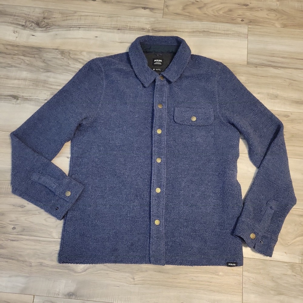 PRANA Stormy Night INCREDIWOOL Slim Fit Wool Blend Overshirt Jacket Medium